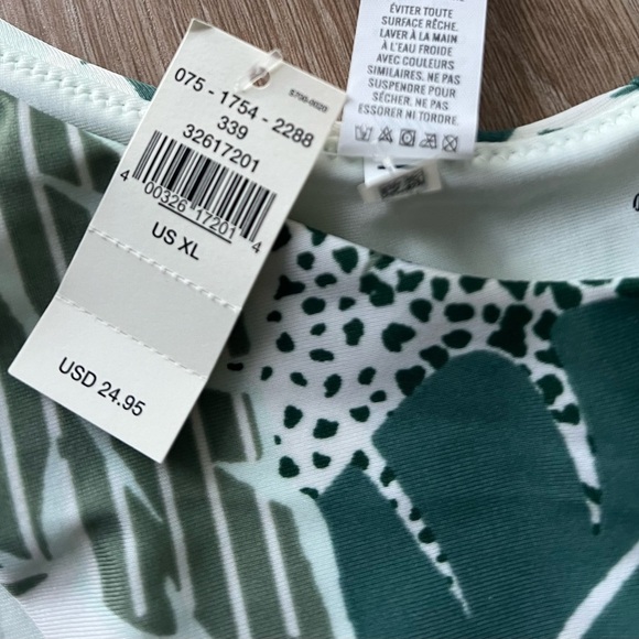 Tropical Leaf Print Aerie High-Waisted Cheekier Bikini Swim Bottom Size XL - Picture 3 of 4